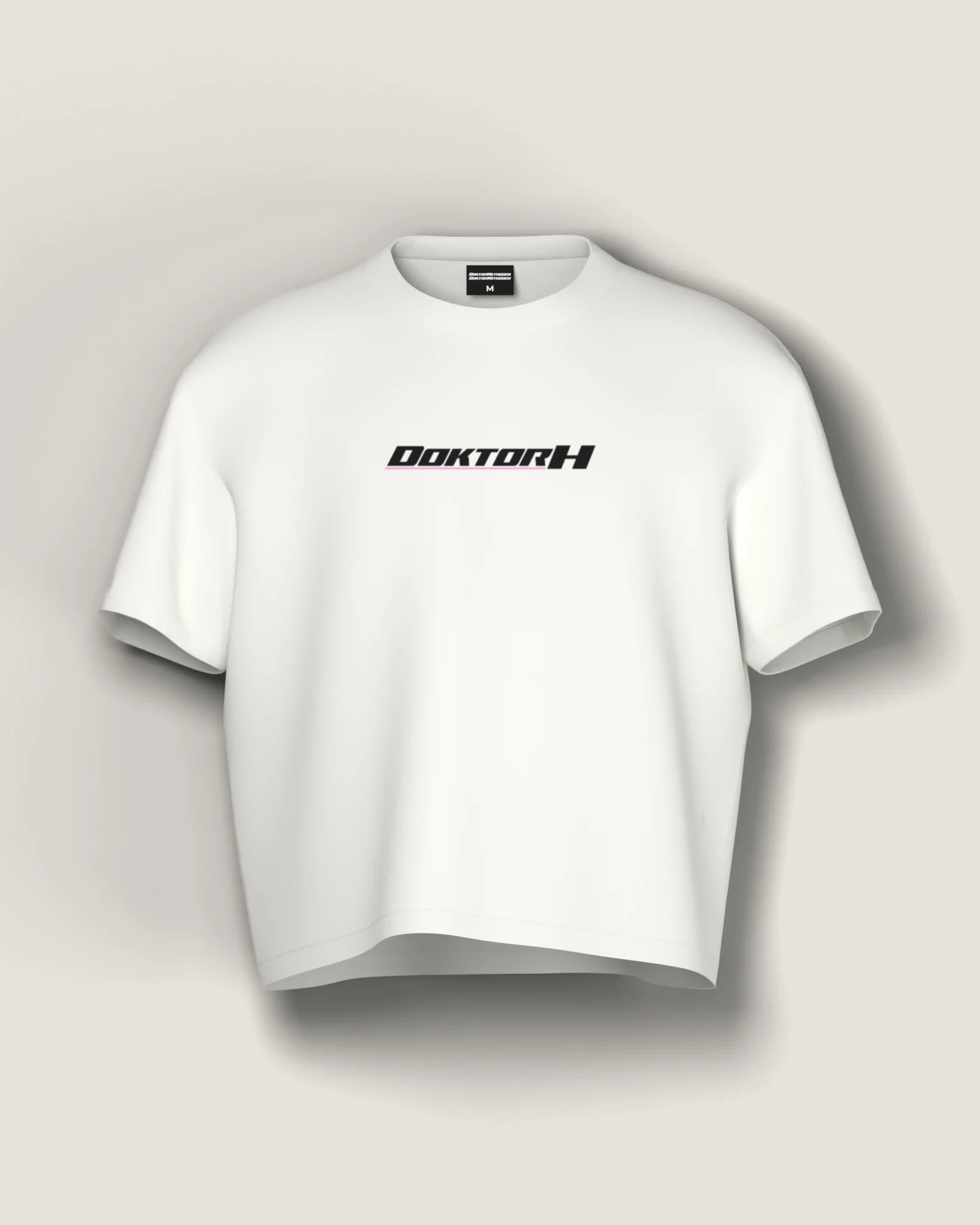 Weißes DOKTOR-H-Shirt mit schwarzem Frontdruck, Vorderseite